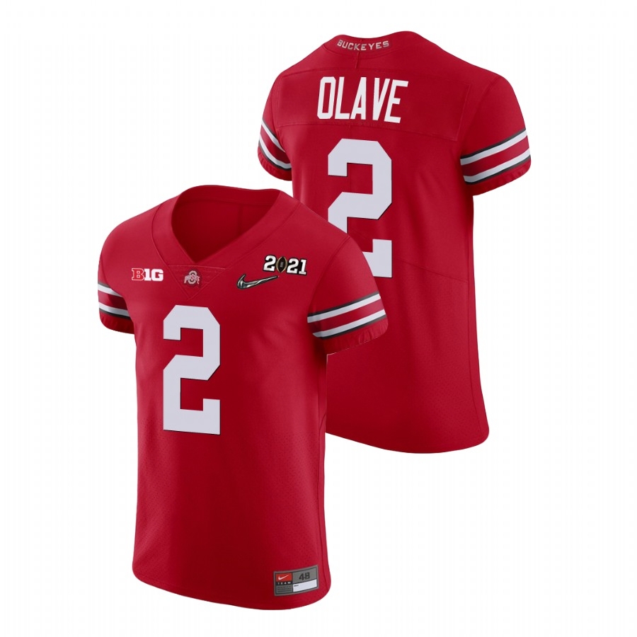 Ohio State Buckeyes Men's NCAA Chris Olave #17 Scarlet Champions 2021 National Playoff College Football Jersey VPX5549OH